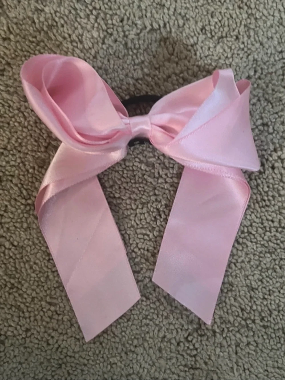 Classic Pink Satin Bow Hair Tie for Kids